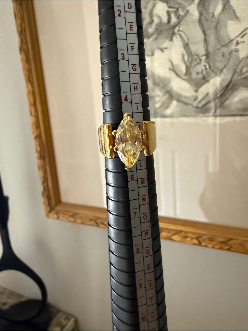 Size 5 Elegant Fashion Ring with Yellow Gemstone